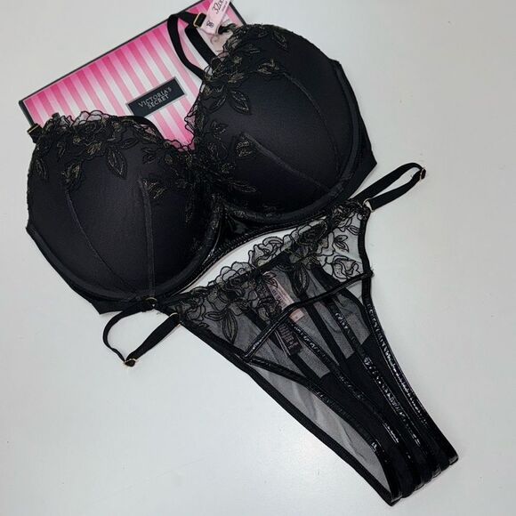 🔥Victoria Secret  bra/panty  2 pc set very sexy push-up SZ 32DDD/M NEW - Picture 1 of 11